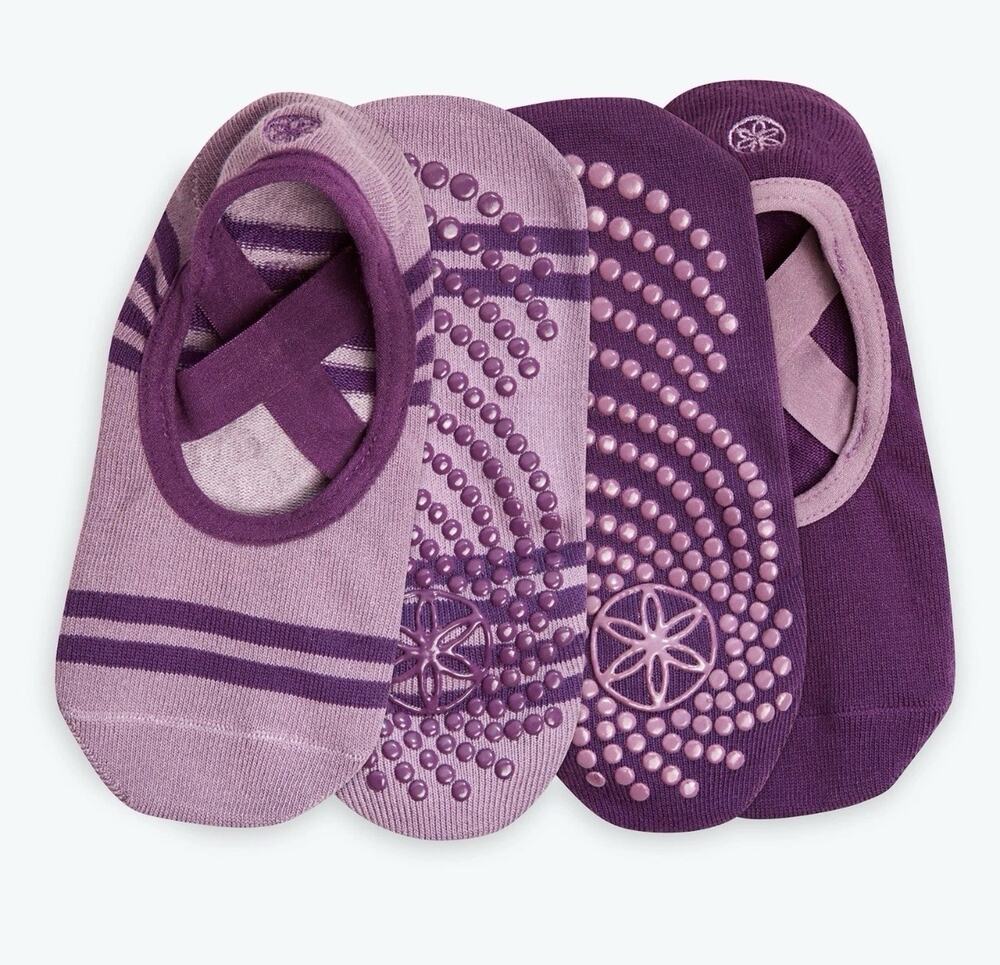 GAIAM 2-Pack Grippy Yoga Barre Athletic Socks Purple Size Womens 5-10 & Mens 4-9